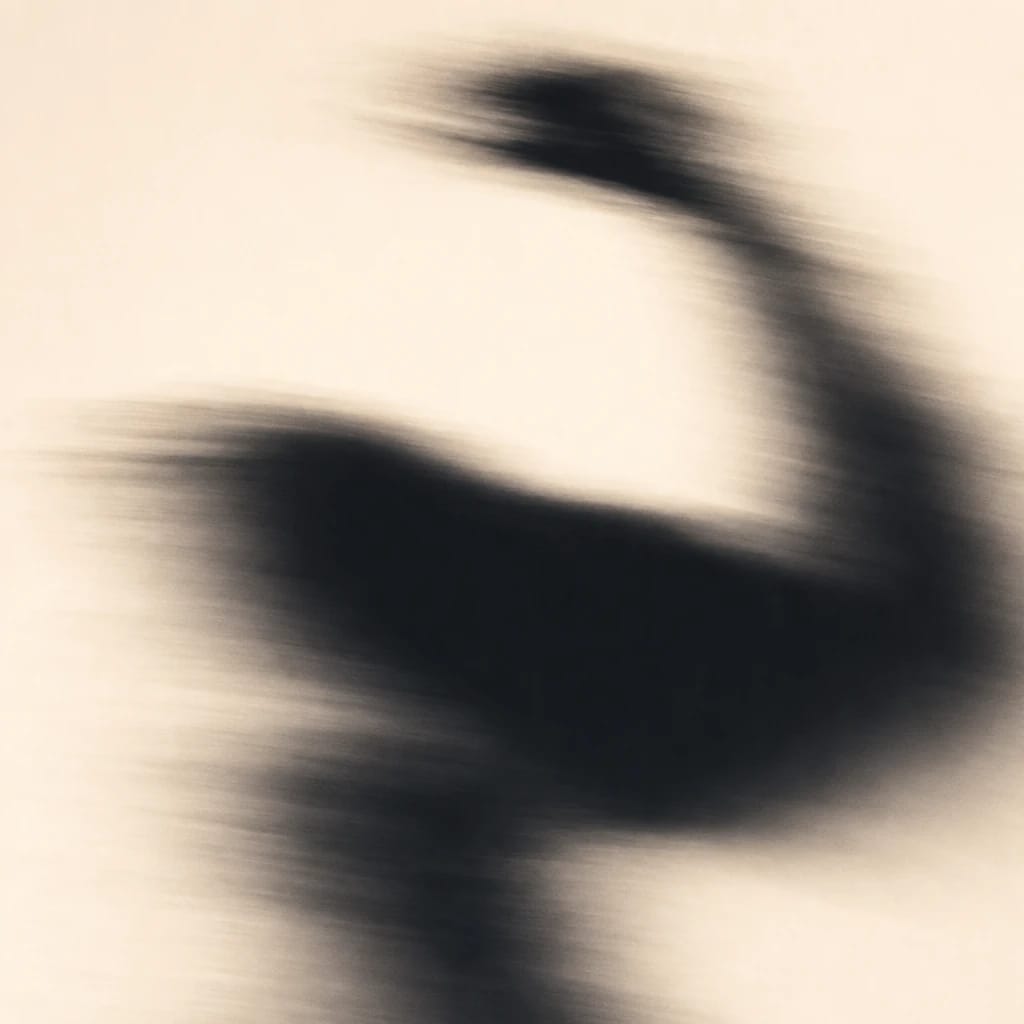 Stylized scene featuring a silhouetted flexed arm, crisp and centered, rendered in deep green, gray