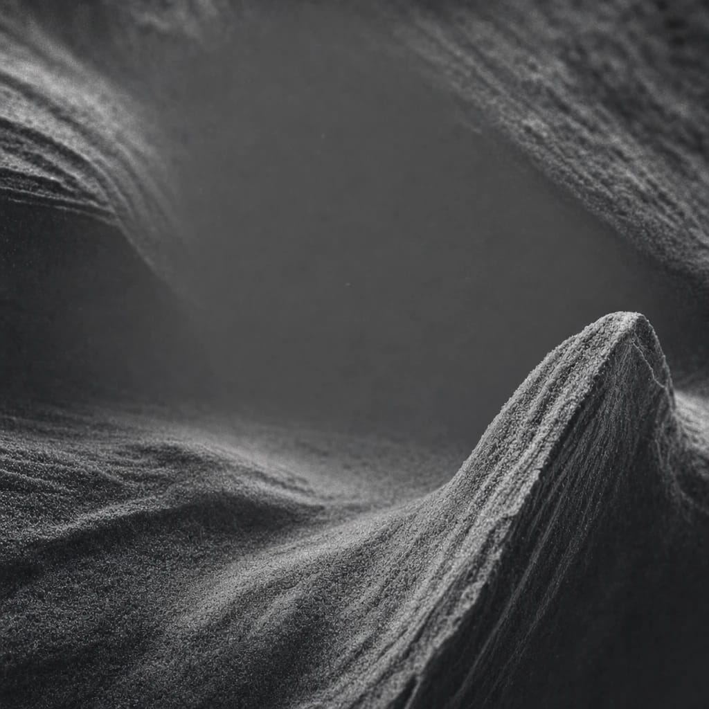 Stylized scene featuring chalk dust on a slate surface, macro close-up, rendered in charcoal gray #41454A