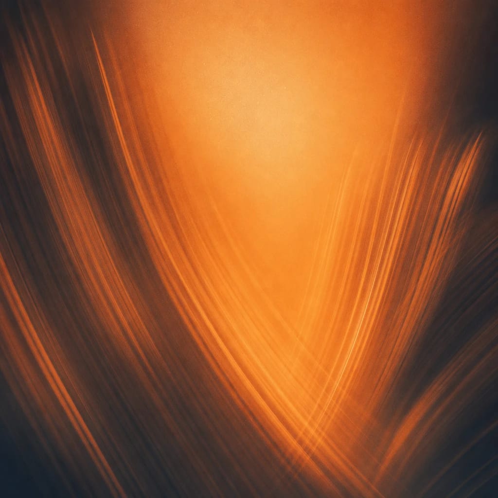 Stylized scene featuring a dynamic splash of blurred neon lines in upward motion, rendered in burnt orange #C94A18