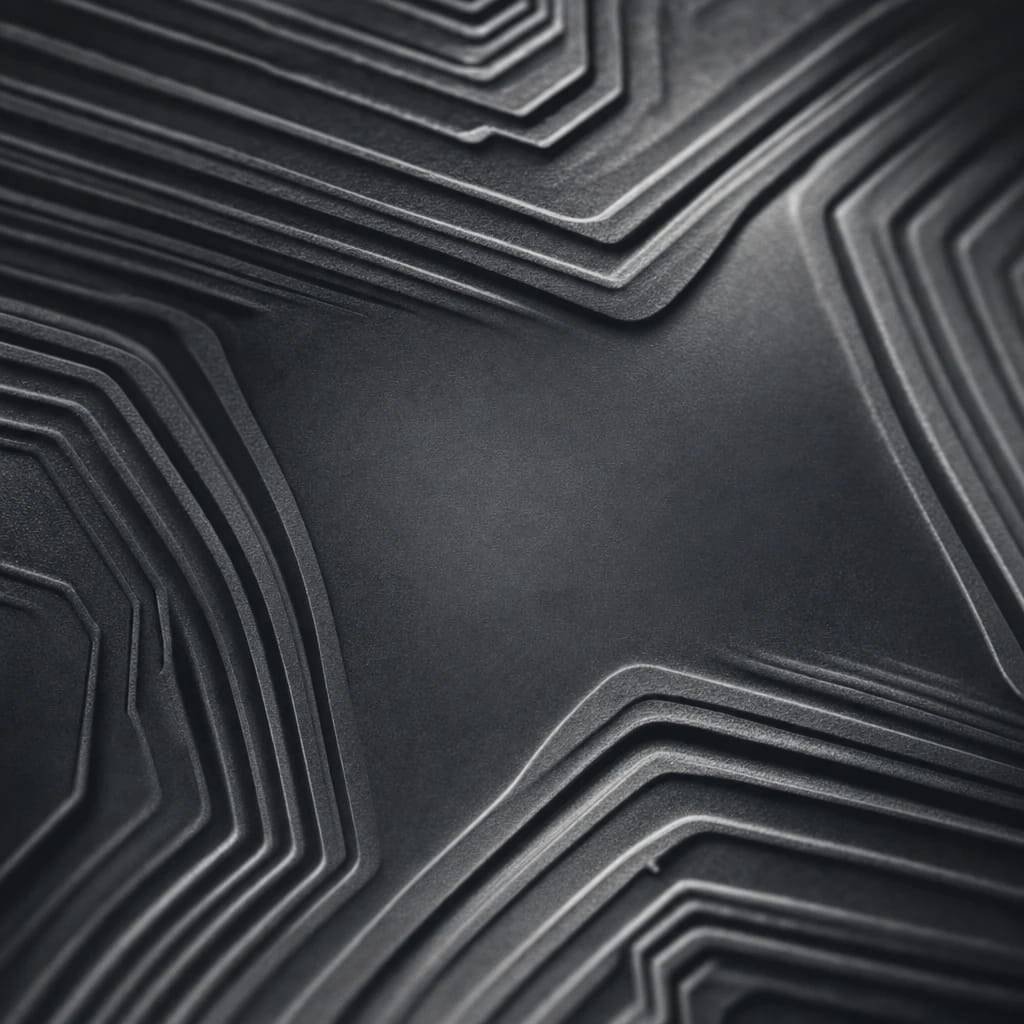 Stylized scene featuring circuit trace etched in copper, rendered in charcoal gray #41454A